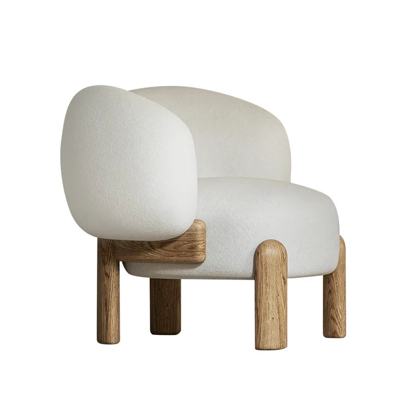 Nordic Boucle Fabric Beige Living Room Chair Accent Sofa Single Armchair Modular Chairs