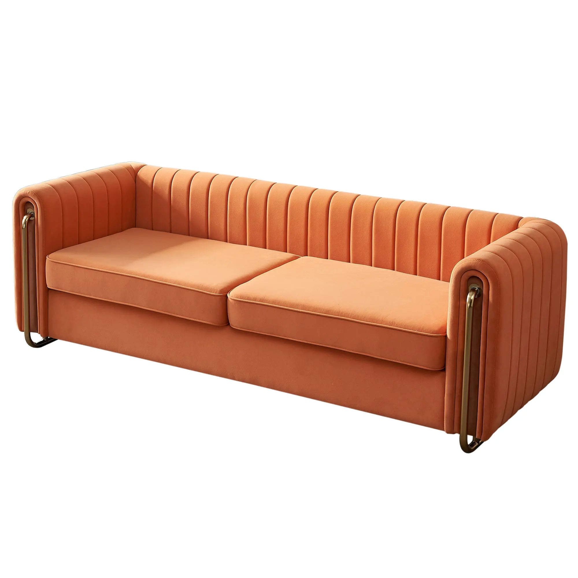 Modern Stainless Steel Tufted Velvet Upholstered Square Sofa for Home Hotel Comfortable Bed with Sponge Filling for Apartments