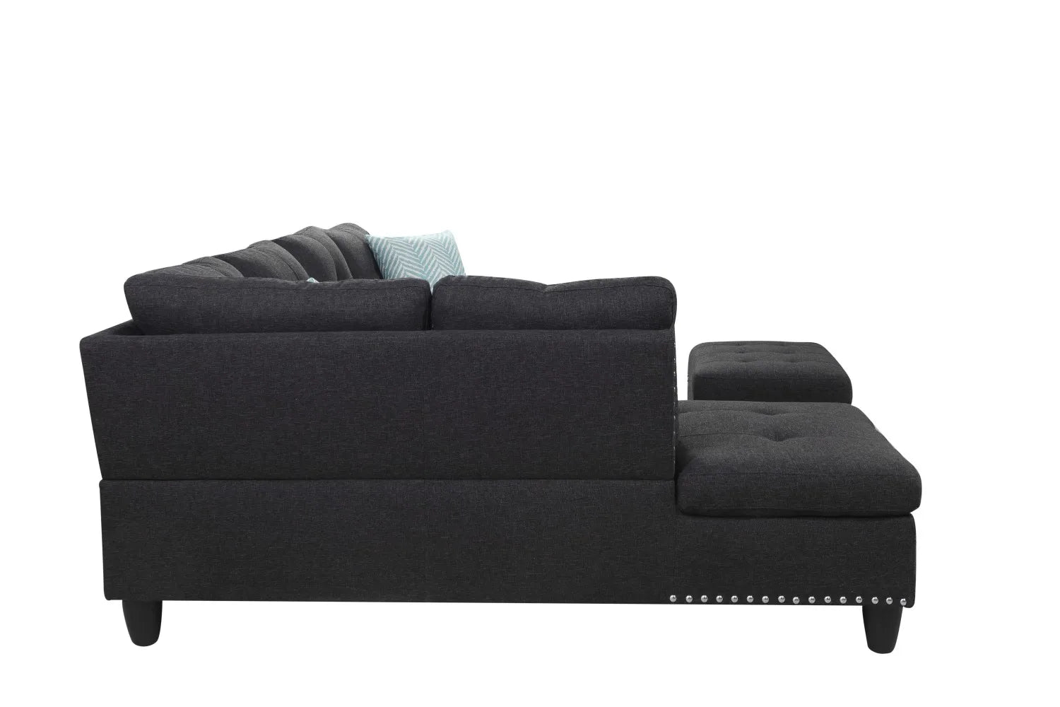 98" Wide Three Seat Left Hand Facing L-Shaped Corner Sectional Sofa Storage Ottoman Eco-Friendly Durable Linen Upholstery Sofa