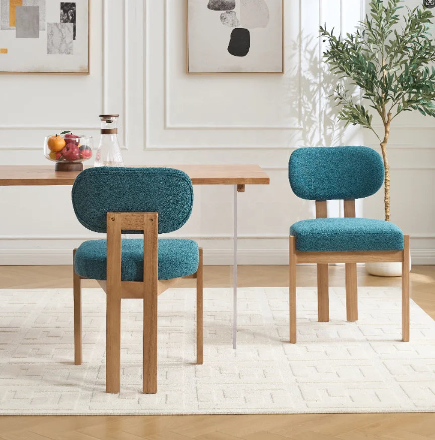 In Stock at Overseas Warehouse: 2PCS/Box Solid Wood Frame Dining Chairs (Lake Blue/White/Grey)