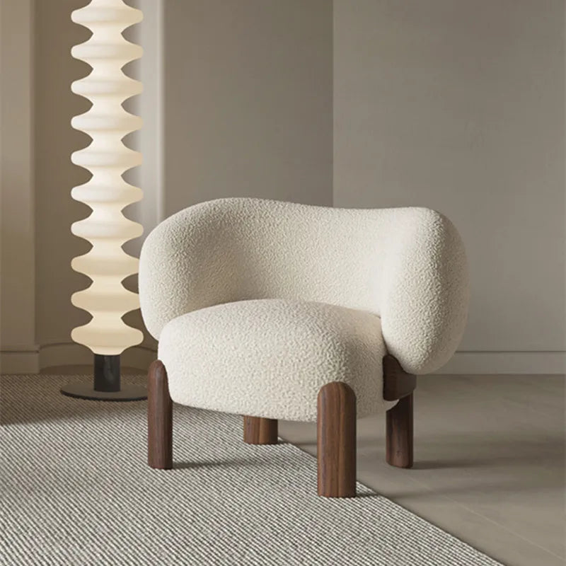 Nordic Boucle Fabric Beige Living Room Chair Accent Sofa Single Armchair Modular Chairs