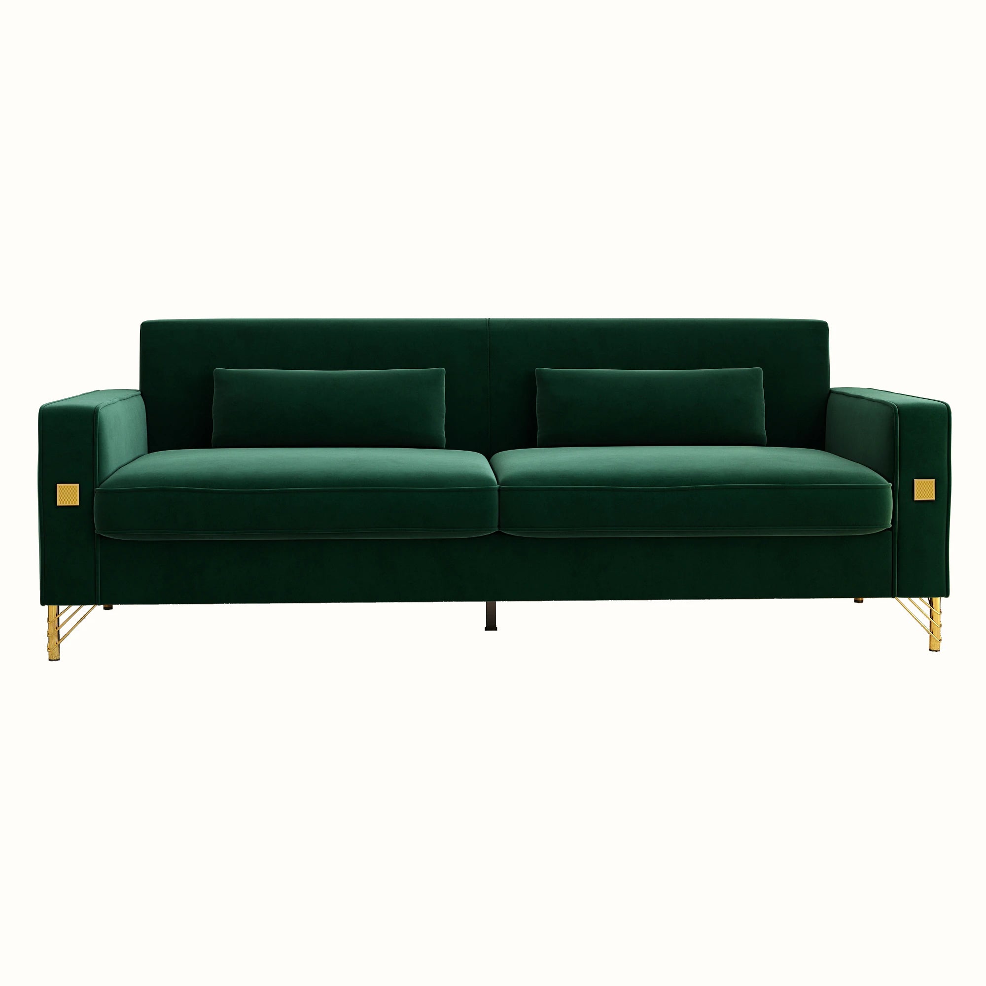 Modern Velvet Reclining Corner Sofa 3-Seater with Metal Legs & Pillows for Hotel & Villa Living Rooms