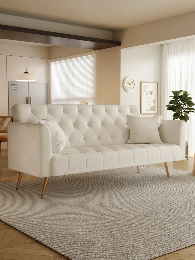 Luxury American Velvet Chesterfield Sofa Convertible Seat Set for Small Spaces-Comfortable Seating for Living Room Bedroom