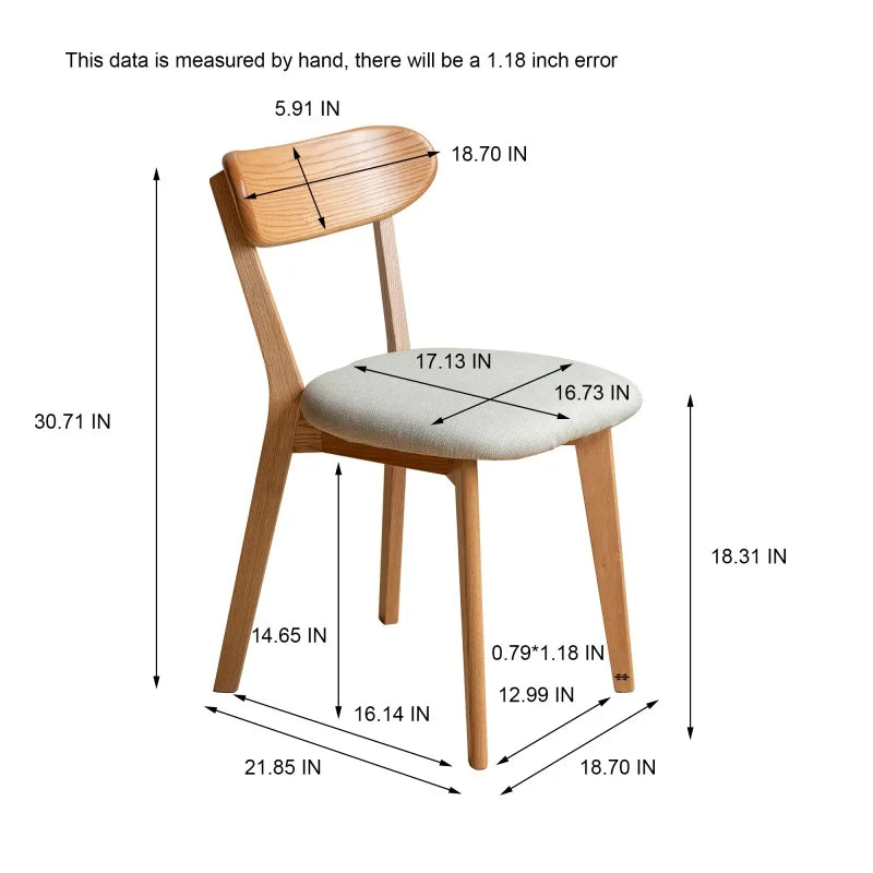 M FAS Grade Oak Natural Wood Chair Table Chair Wooden Dining Chair 2 Pieces