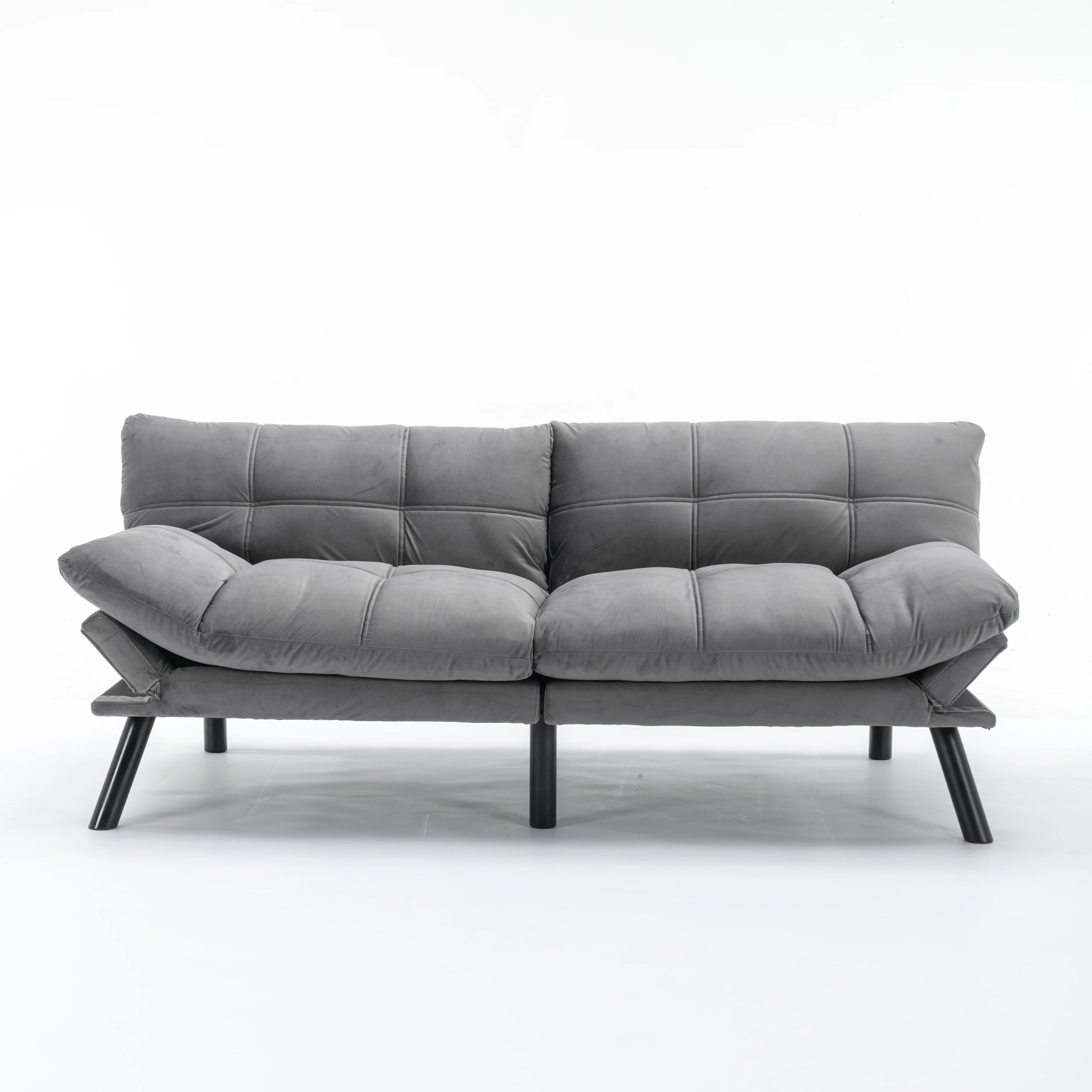 Convertible Folding Sofa Bed 2-Seater Modern Upholstered Sleeper Adjustable Armrests Backrest Space-Saving Twin Apartment