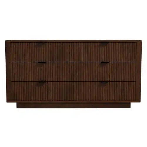 Mid Century Modern Solid Pine Wood Dresser with 6 Drawers TV Stand for Bedroom and Living Room Storage