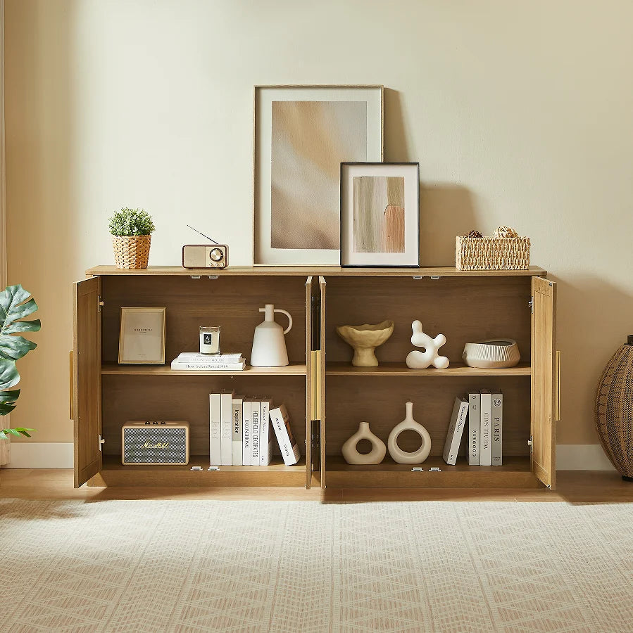 Modern Rattan 4-Door Sideboard