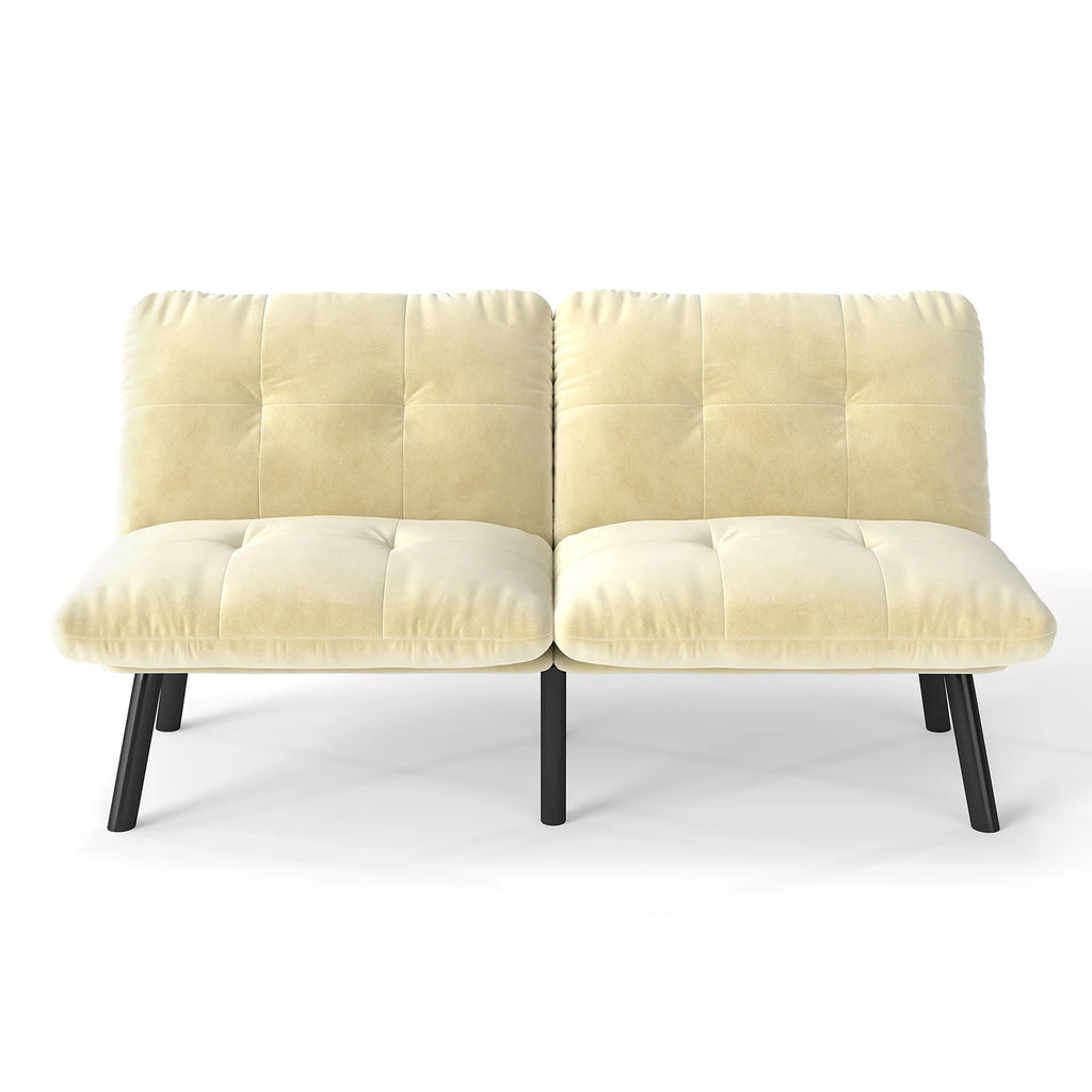 Cream Convertible Folding Modern Sofa Bed - Multi-Functional Space-Saving Lounge Couch for Living Room
