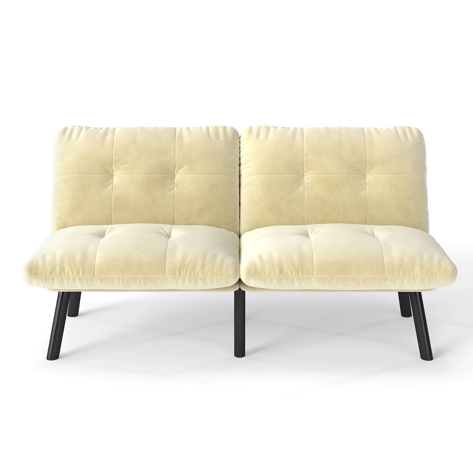Cream Convertible Folding Modern Sofa Bed - Multi-Functional Space-Saving Lounge Couch for Living Room