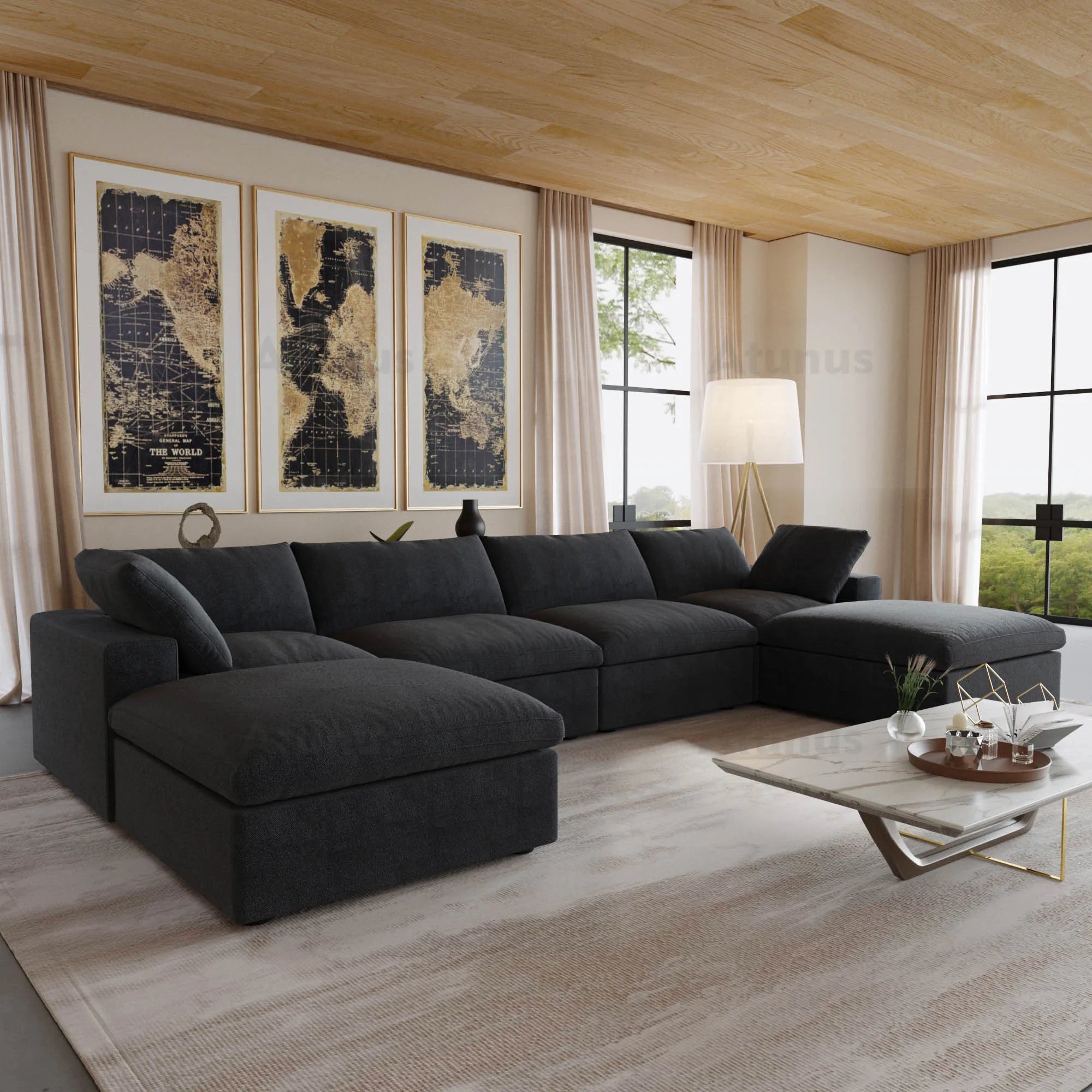ATUNUS USA in Stock Drop Shipping Modern Sofa Living Room Furniture Nordic Black White Grey Modular Sectional Couch Sofa Sets