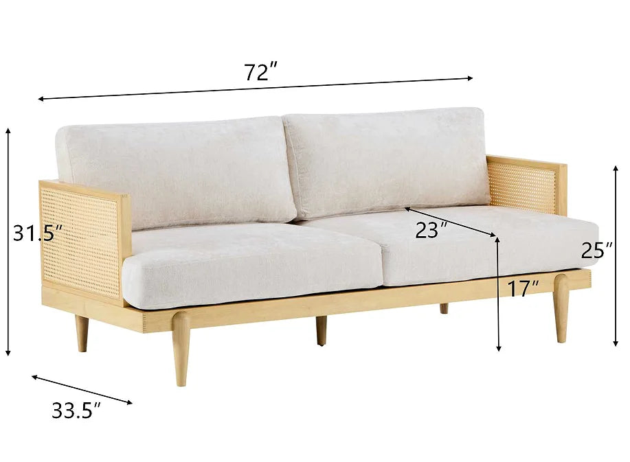 Square Arm 3-Seater Tufted Boucle Sofa with Sponge Filling and Wooden Frame Modern Set for Living/Bedrooms Apartment/Office