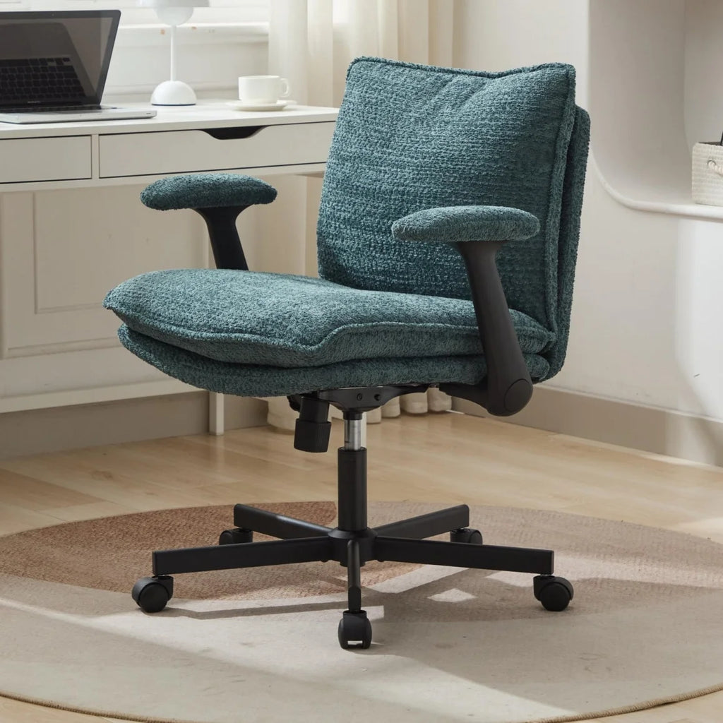 Luxury Comfortable Home Office 300Lbs Soft Wide-Seat Executive Ergonomic Cross Legged Office Chair