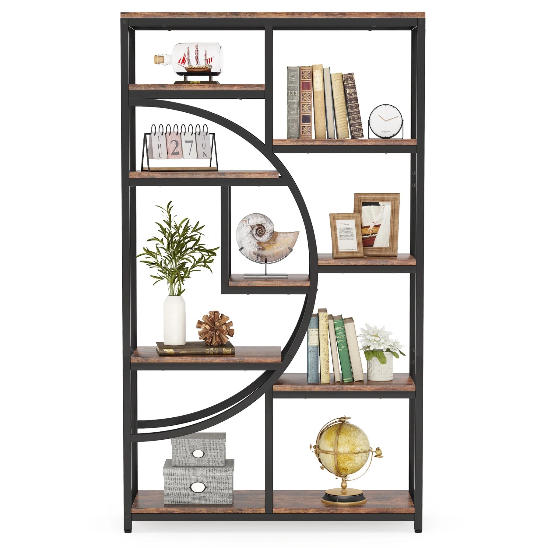 Modern Arched Open Display Bookcase