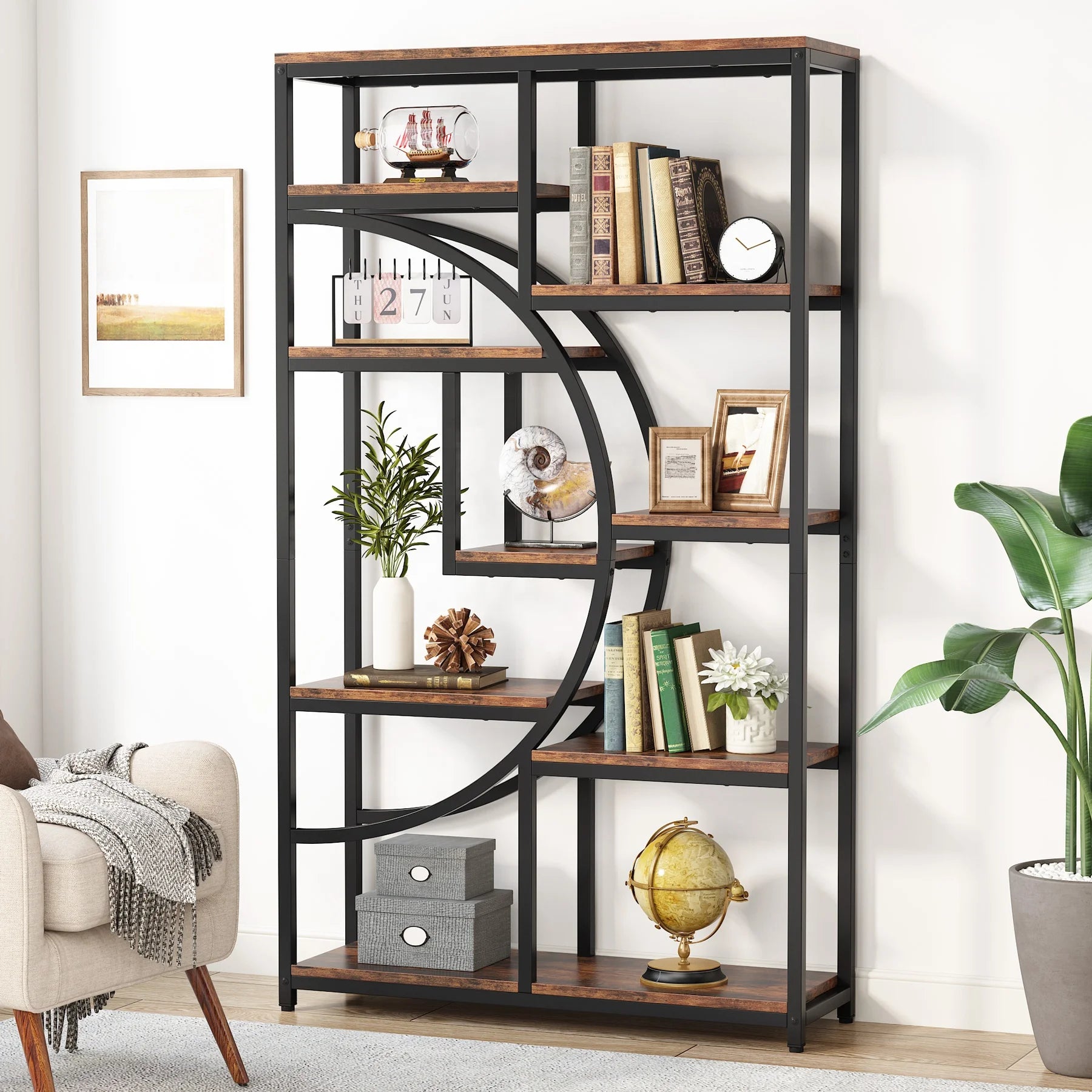 Modern Arched Open Display Bookcase