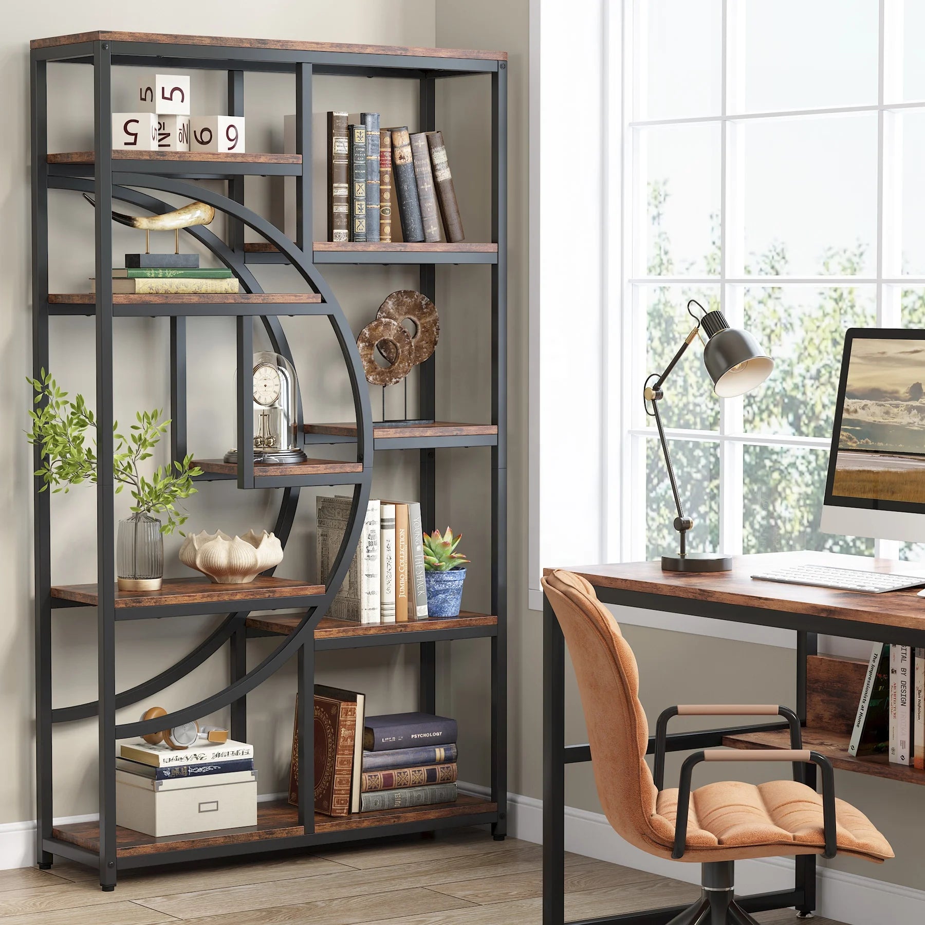 Modern Arched Open Display Bookcase